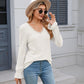 Lace Detail V-Neck Long Sleeve T-Shirt