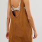 Round Neck Wide Strap Corduroy Mini Dress