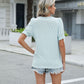 Textured Notched Short Sleeve Blouse