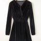 Surplice Long Sleeve Velvet Dress