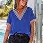 Contrast V-Neck Blouse