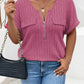 Plus Size Half Zip Short Sleeve T-Shirt