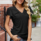 Eyelet V-Neck Flutter Sleeve T-Shirt