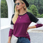 Contrast Striped Round Neck Long Sleeve T-Shirt