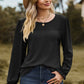 Eyelet Round Neck Flounce Sleeve T-Shirt