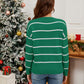 Sequin Santa Striped Round Neck Long Sleeve Sweater