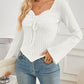 Ribbed Drawstring Long Sleeve T-Shirt