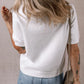 Button Up Round Neck Short Sleeve Knit Top