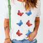 Sequin Butterfly Round Neck Short Sleeve T-Shirt