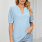 Eyelet Notched Short Sleeve T-Shirt