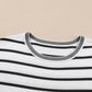 Striped Round Neck Cap Sleeve Knit Top