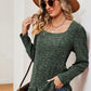 Decorative Button Square Neck T-Shirt