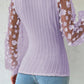 Textured Applique Long Sleeve Blouse