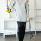 Side Slit Boat Neck Long Sleeve Sweater