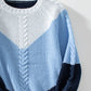 Color Block Round Neck Long Sleeve Sweater