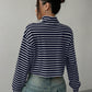 Striped Turtleneck Long Sleeve T-Shirt