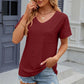 Eyelet V-Neck Short Sleeve T-Shirt