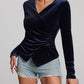 Ruched Surplice Long Sleeve Top