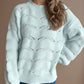 Openwork Round Neck Dropped Shoulder Sweater