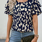 Ruffled Printed Round Neck Short Sleeve Blouse