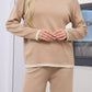 Contrast Trim Round Neck Top and Pants Sweater Set