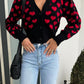 Valentine’s Day Heart V-Neck Cropped Cardigan