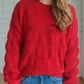 Openwork Round Neck Dropped Shoulder Sweater