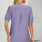 Eyelet Notched Short Sleeve T-Shirt