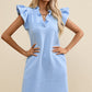 Ruffled V-Neck Cap Sleeve Mini Dress