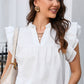 Notched Neck Butterfly Sleeve Blouse