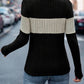 Color Block Round Neck Long Sleeve Top