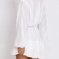 Ruffled Notched Balloon Sleeve Mini Dress