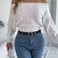 Cable Knit Off-Shoulder Long Sleeve Sweater