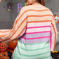 Plus Size Striped Round Neck Long Sleeve Sweater