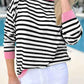 Striped Round Neck Long Sleeve Sweatshirt