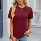 Openwork Round Neck Short Sleeve T-Shirt