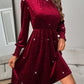 Glitter Mock Neck Long Sleeve Mini Dress