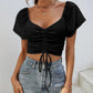 Drawstring Short Sleeve Crop Top