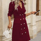 Double-Breasted Lapel Collar Long Sleeve Dress