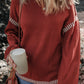 Striped Detail Round Neck Dropped Shoulder Sweater