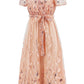 Sequin Leaf Embroidery Tie Front Short Sleeve Dress