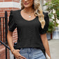 Eyelet Ruffled Round Neck T-Shirt