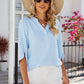 Notched Half Button T-Shirt
