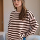 Distressed Striped Round Neck Long Sleeve Sweater