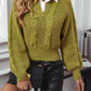 Cable-Knit Collared Neck Faux Layered Sweater