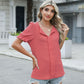 Textured Notched Short Sleeve Blouse