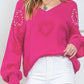 Pearl Trim Heart V-Neck Sweater