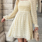 Swiss Dot Smocked Flounce Sleeve Dress