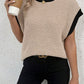 Contrast Round Neck Cap Sleeve Knit Top