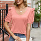 Round Neck Ruffle Trim Short Sleeve T-Shirt